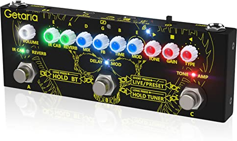 Getaria Guitar Multi-Effektpedal E-Gitarre Kombiniertes Effektpedal mit Distortion Overdrive Stimmlose Effekte Pedal Amp Modellierung IR-Simulation, eingebauter