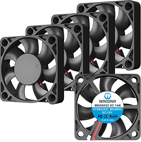 WINSINN Ventilador 50mm 12V - Rodamiento Hidráulico 6000 RPM 5010 Refrigeración para Impresoras 3D/Cajas PC/Electrodomésticos, Cable 30cm XH2.54-2PIN, Sin Escobillas (5 Piezas)
