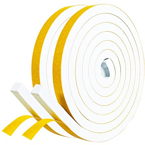 fowong Draught Excluder for Doors, 2 Rolls 12mm(W) x 10mm(T) x 2M(L) Door Insulation Strip, Window Seal Strip for Gap Sealing, Door Soundproofing, Shockproof, Furniture Protective, Total 4M Long