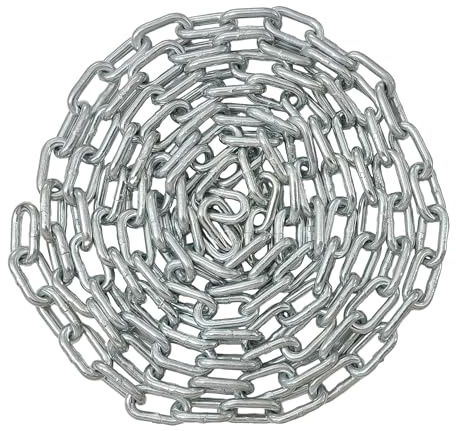 3/16-IN X 10-FT Heavy Duty Proof Coil Chain, Bright Zinc-Plated Metal Chain, 800lbs Safe Load Capacity, Weather-Resistant Steel Link Chain for General Purpose, Farm, and Outdoor Use