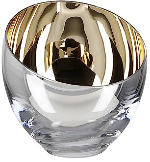 Fink eleganter Teelichthalter Ø 11 cm champagner Glas Kerzenhalter in kugeliger Vasenform