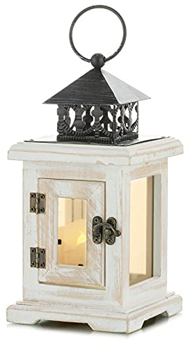 Romadedi Farolillos para Velas Madera - Vintage Faroles 23cm Portavelas Decoración Candelabro Rustica Decorativas Navidad para Mesa Hogar Jardin Bodas, Beige