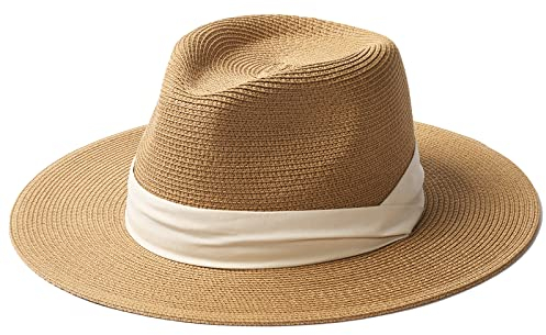 FURTALK Unisex Panamahut Breite Krempe Stroh Sonnenhut für Damen und Herren Verstellbare Strohhut