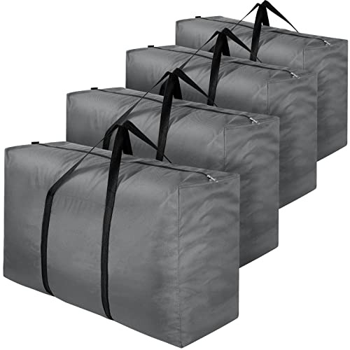 4 Pack 110L Große Kleideraufbewahrungstasche, 600D Oxford-Gewebe, Starke Aufbewahrungs-Umzugstaschen mit Reißverschlüssen, Unterbett-Aufbewahrungsbox mit Deckel für Bettdecke, Decken, Wäsche