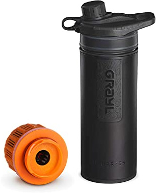 Grayl GeoPress Outdoor- & Reisewasserfilter | für 250L Wasser | Filterkartusche wechselbar | Covert Black mit 1 Ersatzfilter