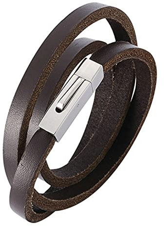 Ayoiow Männer Armband Indianer, Metall Armband Herren Armband Leder Männer Mehrschichtige Braun Armband