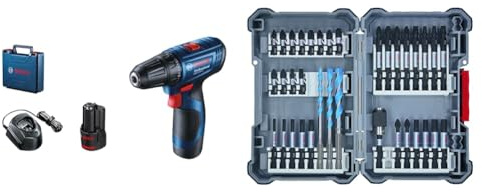 Bosch Professional GSR 120-LI Perceuse sans Fil + Kit d'embouts de tournevis 35 pièces (Pick and Click, accessoires pour visseuse à percussion, avec embouts et porte-embouts universels)