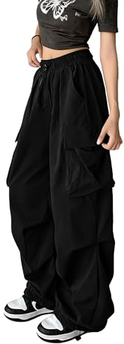 DINGJIUYAN Parachute Cargo Harem Pants Women Gothic Y2k Plus Size Elastic Waist Trousers Harajuku Punk Jogger