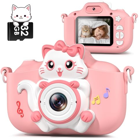 Gofunly Macchina Fotografica Bambini, 2.0 Pollici Mini Ricaricabile Fotocamera Digitale Bambini HD 1080P Selfie Videocamera con Scheda 32GB, Regalo Natale & Compleanno per Ragazze Ragazzi 3 a 12 Anni
