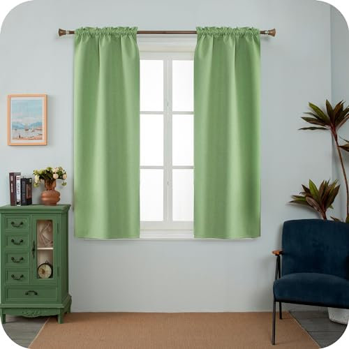 GIRASOLE HOME Coppia Tende Barbados Termiche Totalmente Oscuranti 2 Pannelli da 55x130cm con Tasca, Verde