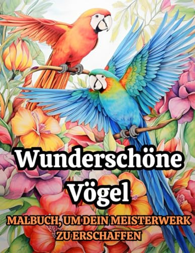 Wunderschöne Vögel: MALBUCH, UM DEIN MEISTERWERK ZU ERSCHAFFEN: Ausmalbuch für Erwachsene und Vogelliebhaber mit großer Druckschrift, bezaubernden ... Vogelhäusern und entspannenden Naturszenen