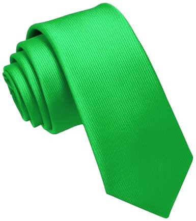 JEMYGINS Corbata de Hombre Ajustada de Color Sólido a Rayas Diagonales 6 cm de Ancho Verde limón.