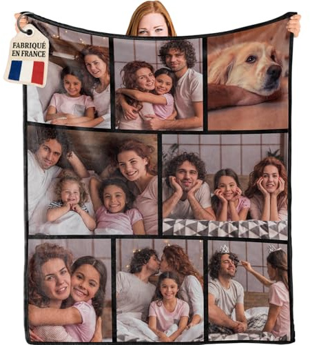 Bemaystar Plaid Personnalisé - Cadeau Personnalisé, Couverture Personnalisée, Plaid Personnalise Photo pour Famille Maman Papa Bébé Mamie, Cadeau de Fête des Mères, Fête des Pères, Anniversaire, Noël