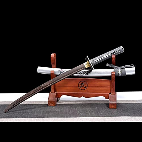 Japansk katana Wakizashi blad mahogny kort samurai-svärd, 78 cm, traditionell tillverkningsprocess, massiv träskida med sprayfärg, träsvärd för cosplay, Kendo, dekoration, iaido