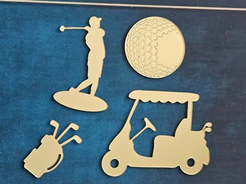 Golf Set Cake Charms Acrylic Golf Set Birthday Cake Topper Decorations (Black Mirror Acryl)