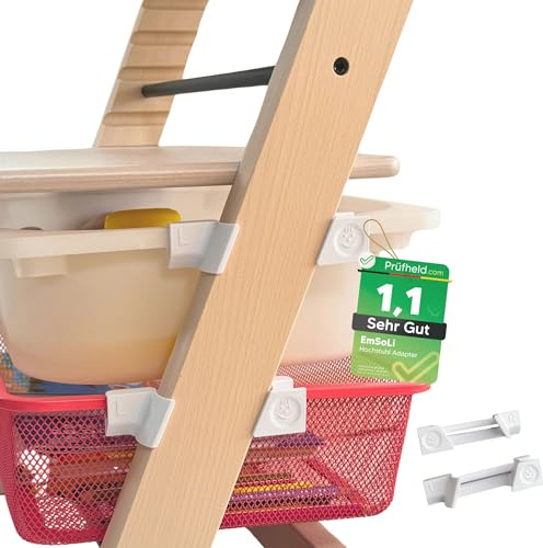 [ TEST SEHR GUT, NOTE 1.1 *] EmSoLi Adapter Weiss für Ikea Trofast Box Korb Drahtkorb, kompatibel mit Stokke Tripp Trapp Baby Hochstuhl, Hochstühle Kinderstuhl Zubehör, Befestigung Kinder Hoch Stuhl