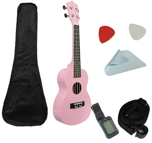 23-Zoll-Ukulele-Hawaii-Gitarre Mit Vier Saiten Für Einsteiger Mit Zubehör(Pink)