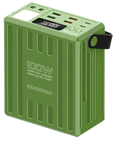 KONFULON Powerbank 100000mAh (370Wh, ca. 350Wh nutzbar) – 100W Schnellladefunktion, USB-C PD & DC-Anschluss, LED-Display – Perfekt für Laptop, Smartphone, Tablet, Camping & Notfälle G