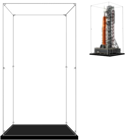 LILIKAKA Display Case for Lego 10341 NASA Artemis Space Launch System, 13.77x12.99x29.52inches (35x33x75cm), Protect Your Collectibles from Dust with a Clear Showcase