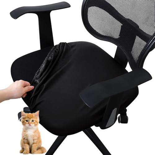 Yekuhe Bürostuhl Stuhlhussen Bezug PU Leder Stuhlbezug Bürostuhl wasserdichte Stretch Stuhlüberzug Stuhl Husse für Computer Armlehnen Stühle(Black)