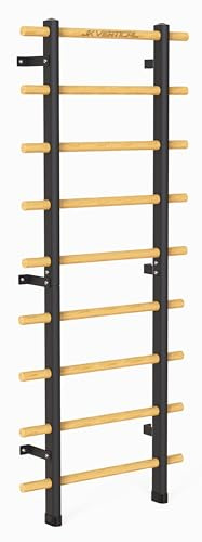 JK FITNESS Espaldera sueca multifuncional de madera y acero | Barra para dominadas y tomas Dip | Escalera para gimnasia, escalera sueca, espaldera, gimnasio o casa | Robusto