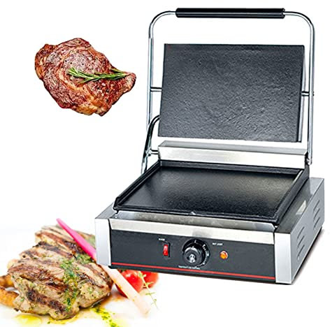 Plancha eléctrica grande con placa de cocción caliente, parrilla para barbacoa de encimera ajustable de acero inoxidable comercial, plancha antiadherente resistente para restaurante para barbacoa en