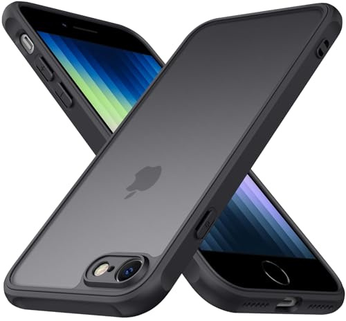 Mugust Matt Hülle für iPhone SE 3/2 (Modello 2022/2020), iPhone 8/7 Hülle, Handyhülle Mattierte Durchscheinende Rückseite Schutzhülle für iPhone 8/7/SE (Schwarz)