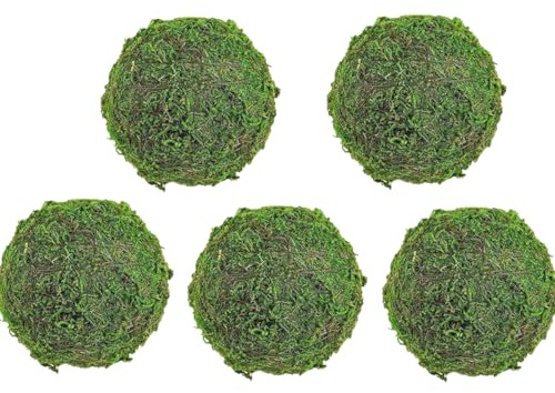 Moss Balls, 10 cm Decorative Moss Balls, Green Dried Moss Spheres Ball, Greenery Balls Faux Mossy Decor Balls, DIY Hanging Decorative Balls Bowl Fillers for Centerpiece Party (5pcs)