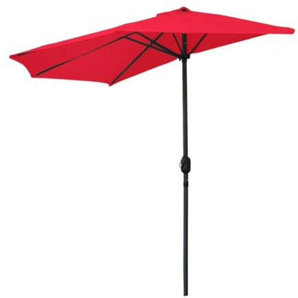 Meublorama Demi-Parasol Mural Rouge – 270x135x230cm – Aluminium – Toile Polyester 180g/m² – Manivelle