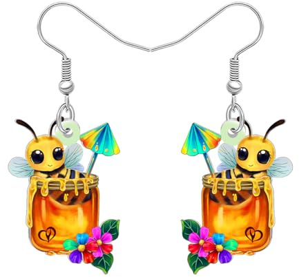 LONYOO Boucles d'oreilles acrylique abeille volante mignonne Pendentif Boucles d'oreilles abeille Insectes Printemps Eté Bijoux Abeille Cadeau pour Femme Grand-mère Maman (Miel)