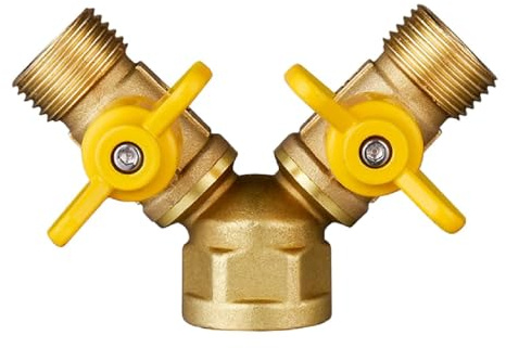 perfk Three-way Shut-off Valve, Y-shaped Gas Ball Valve, Compact Replacement Hose Connector with 20 Mm Thread for Outdoor Use, with 2 Male 1 Female