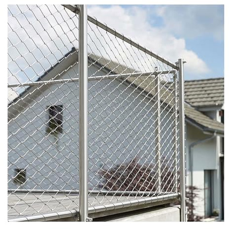 Malla de alambre de acero inoxidable 304, malla de seguridad para exteriores, malla multifuncional de metal, rejilla rígida (2,5 mm de diámetro, tamaño: 0,8 x 7 m de alto x 22,9 m de largo)