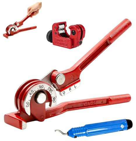 Rohrbiegegerät Set, 3-in-1 Bremsleitung Biegewerkzeug 6/8/10mm, Kann 0°/45°/90°/135°/180° Winkeln Biegen mit Präzise, für Kupferrohre und Aluminiumrohre, Metallrohre, Dünnes Hohlrohr