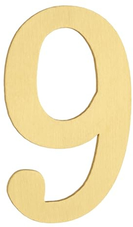 sourcing map House Numbers for Outside, 2.8 Inch Magnetic Brass Self Adhesive Mailbox Decor Number Stickers for Apartment Office Hotel Room Door Signs(Number 9)