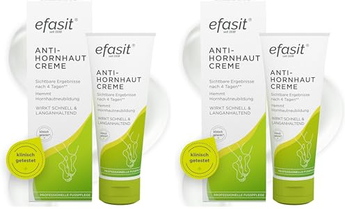 efasit Anti-Hornhaut Creme - Hornhautentferner Creme mit Säure-Komplex bei verhornten Füßen, Sichtbare Ergebnisse nach 4 Tagen durch Hornhaut Reduziercreme, 75ml (Packung mit 2)