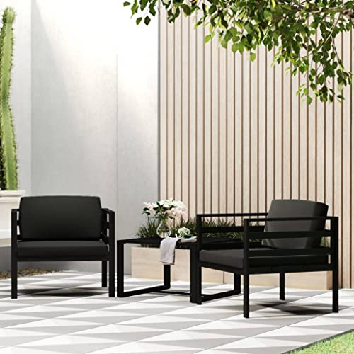 Keeushr 2er-Set Einzelsofas mit Kissen aus Aluminium in Anthrazit, Modulares Lounge-Set für Terrasse und Garten, Wetterfeste Outdoor-Möbel mit Polsterauflagen