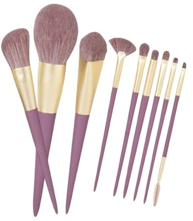 9-Piece Small Makeup Brush Set | Portable Travel Cosmetics Tools | Foundation Blush Eyeshadow Brushes | Compact Purple Kit For On-the-Go Beauty