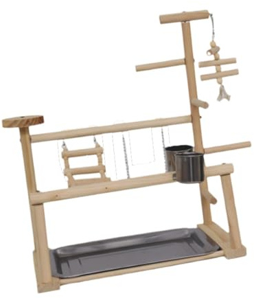 PUXZYAX Parco giochi per uccelli di prima qualità, trespolo in legno di qualità, palestra per pappagalli, essenziale per l'ambiente di gioco degli uccelli, trespolo per