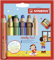 STABILO - Buntstift, Wasserfarbe & Wachsmalkreide - woody 3 in 1-6er Pack mit Spitzer - mit 6 verschiedenen Farben