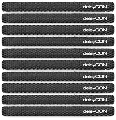 deleyCON Klett Kabelbinder 15cm Klettband 12mm, 10 Stück - Schwarz | Kabelmanagement, Kabelorganizer, Klettkabelbinder, Klettverschluss, 12mm breit