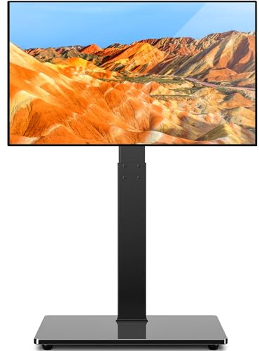Base Universal para TV de Suelo con Soporte Giratorio de Altura Ajustable para televisores de Pantalla Plana o Curvada de 32, 37, 43, 47, 50, 55, 60, 65, 70 Pulgadas, Plasma, LCD, LED, OLED, Pantalla