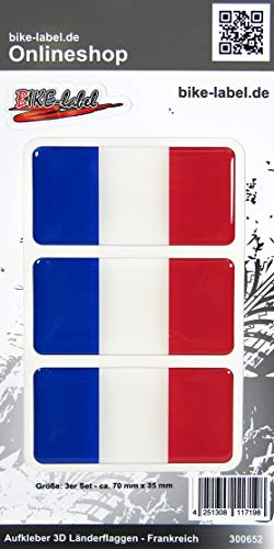 BIKE-label Auto Aufkleber 3D Länder-Flaggen Frankreich 70 x 35 mm 300652N