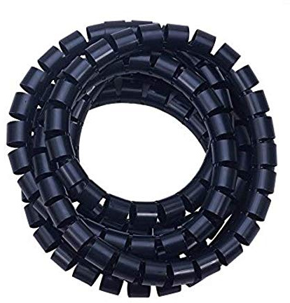 Othmro 1m Coiled Tube Sleeve-Black 16mm Dia Spiral Cable Organizer PE 1m Length Cord Cable Sleeves Spiral Wire Management Plastic Cord Wrap Good for Home Office 2PCS