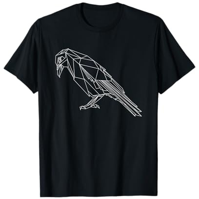 Minimalist Crow Geometric Raven Goth Minimalist Gothic Bird T-Shirt