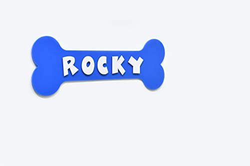 Hundeknochen-Namensschild,Blaues Acryl mit weißen Acrylbuchstaben, personalisiertes Hundenamenschild, Haustierzeichen, Hundehauszeichen
