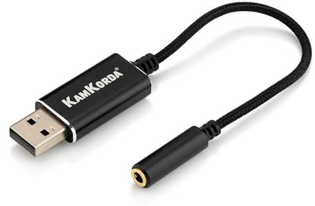 USB to 3.5mm Jack, External Sound Card, Audio Converter, Aux Cable for Headphones and Mic, Plug and Play for PC, Laptop, PS4, MacBook, TRRS 4-Pole, USB DAC