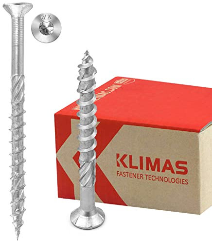 KLIMAS Viti per legno - Torx set - Testa Svasata Piana - Viti multiuso - viti legno - Viti autofilettanti per legno - Bianco Zinco viti per legno torx - set viti da 5x80 mm 200 pezzi