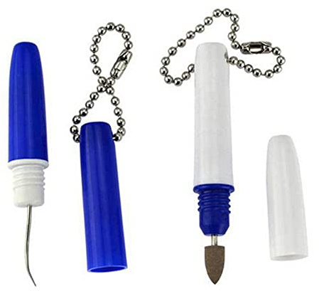 MANXIYECHEN 2 mini pulitori dentali da viaggio, cancellino antimacchia portatili con plettro per denti interdentali, blu, bianco