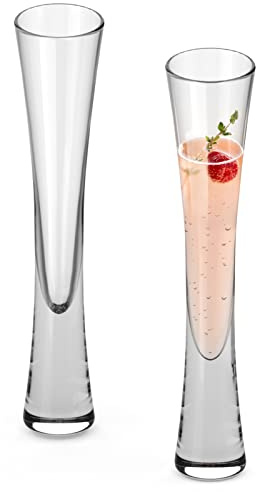 NUTRIUPS Champagne Flutes 5oz, Hand Blown Champagne Glasses, Set of 2 Clear Crystal Glass Prosecco Glasses for Wedding Anniversary