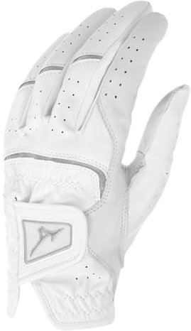 Mizuno MZUNO Elite Damen Handschuh | Leder Golf-Handschuhe | L | LH Weiß/Silber